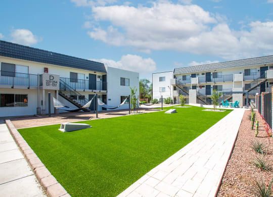 Lawn Game Area and Hammock Lounge Area at The Link at 4th Ave Apartments