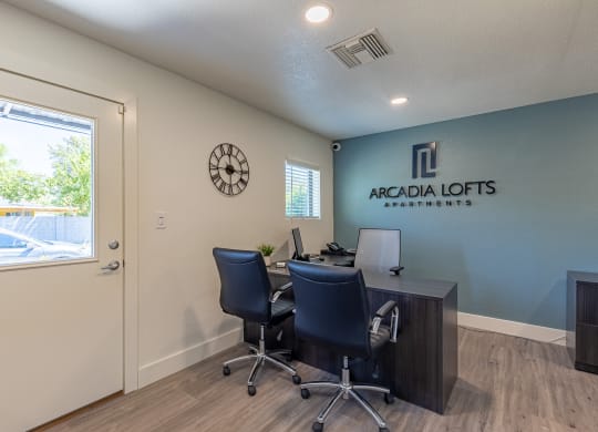Leasing office entrance at Arcadia Lofts in Phoenix AZ Nov 2020