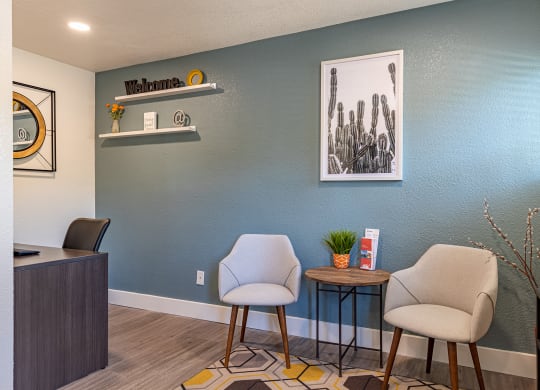 Leasing office interior at Arcadia Lofts in Phoenix AZ Nov 2020