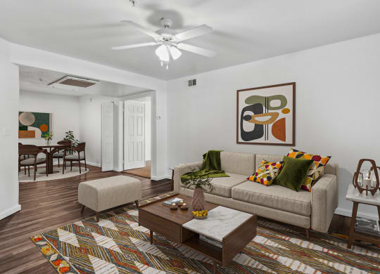 Living Room and Dining Area at Stone Ridge Apartments in Bullhead City