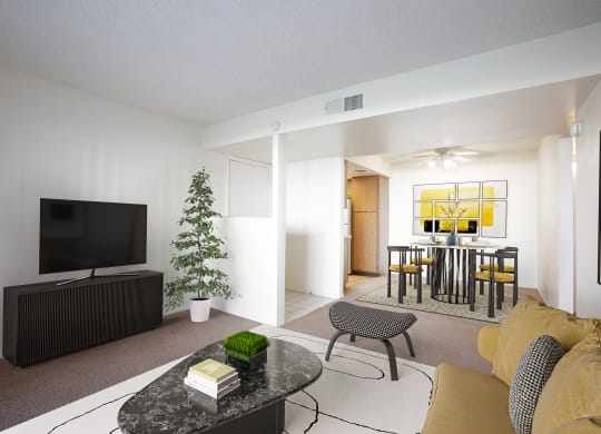Living Room and Dining Room at Townhomes on the Park in Phoenix Arizona