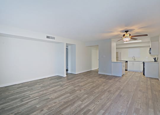 Living room and kitchen at Arcadia Lofts in Phoenix AZ Nov 2020