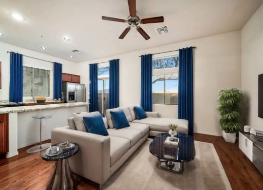 Living Room with Breakfast Bar at Avilla Preserve Apartment Homes in Tucson Arizona