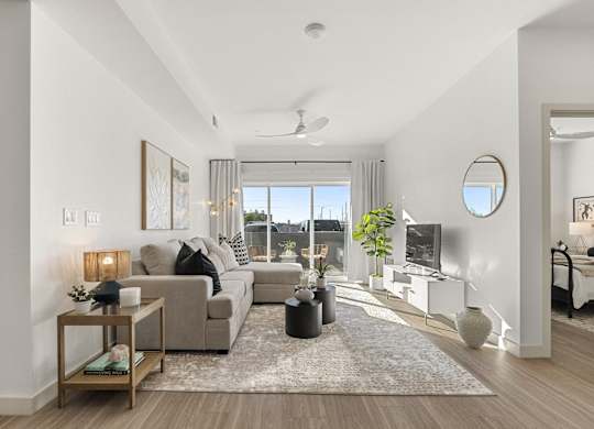 Livingroom and Bedroom in Two Bedroom and Two Bath at Lucero Apartment Homes in Phoenix Arizona