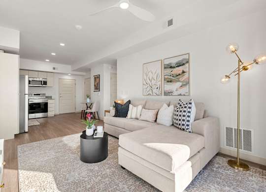 Livingroom in Two Bedroom and Two Bath at Lucero Apartment Homes in Phoenix Arizona