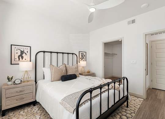 Main Bedroom with Closet in Two Bedroom and Two Bath at Lucero Apartment Homes in Phoenix Arizona