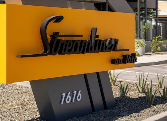 Monument Sign at Streamliner 16th Apartments in Phoenix