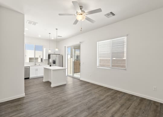 One Bedroom Kitchen and Living Room at Casitas Catalina Apartments in Tucson