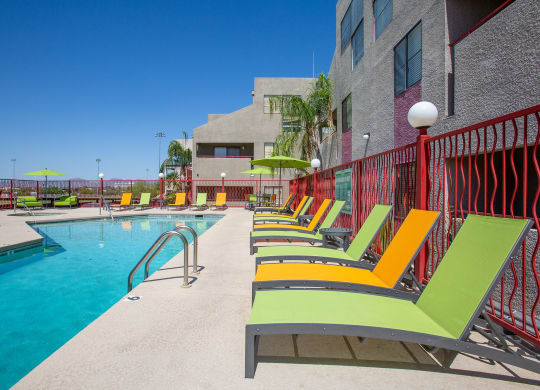 Pool Lounge Seating at Nine90 Apartments in Tucson Arizona