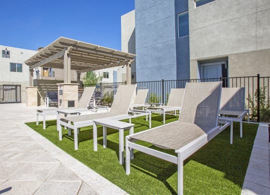 Pool patio at Senderos at South Mountain in Phoenix AZ September 2020