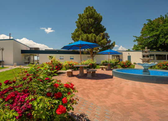 Rose Garden Fountain at Blue Agave Villas in Rio Rancho New Mexico