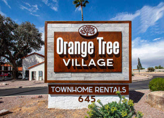 Signage at Orange Tree Village Apartments in Tucson AZ