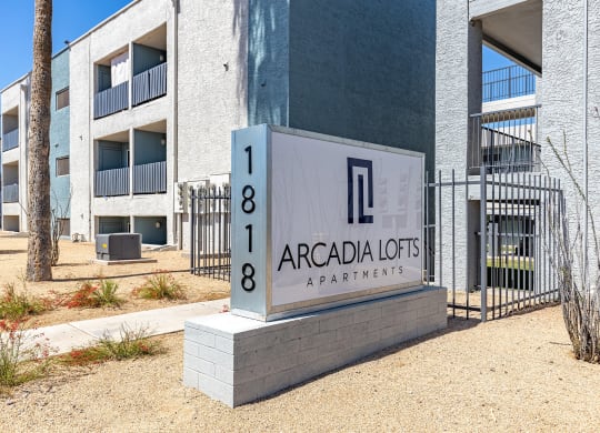 Signage closeup at Arcadia Lofts in Phoenix AZ Nov 2020