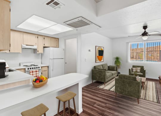 Studio Kitchen and living Room at Stone Ridge Apartments in Bullhead City
