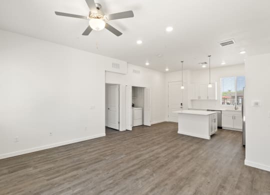 Three Bedroom Living Room and Kitchen at Casitas Catalina Apartments in Tucson