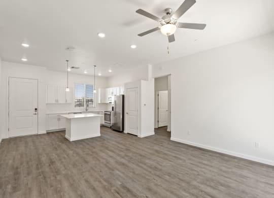 Three Bedroom Living Room and Kitchen at Casitas Catalina Apartments in Tucson