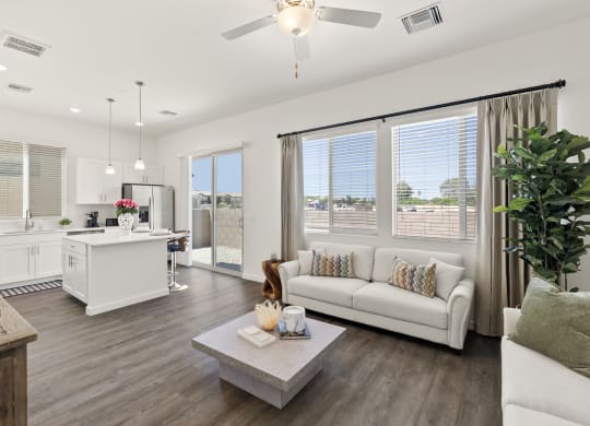 Two Bedroom Living Room at Casitas Catalina Apartments in Tucson