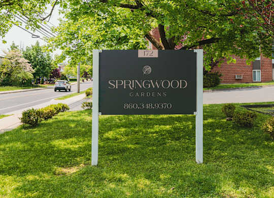Sign at Springwood Gardens, New Britain, CT, 06053