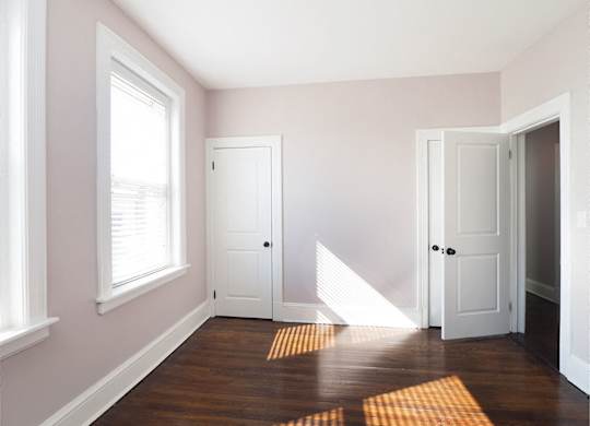 Bedroom with window at The Packard, West Hartford, CT