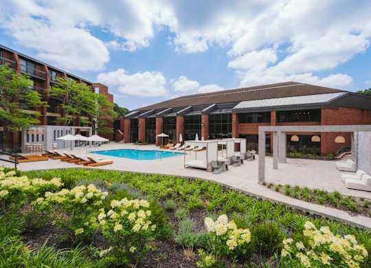 a rendering of the pool and spa at the hotel del coronado at Up House, Farmington