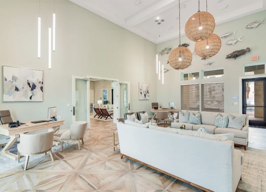 clubroom with leasing desk