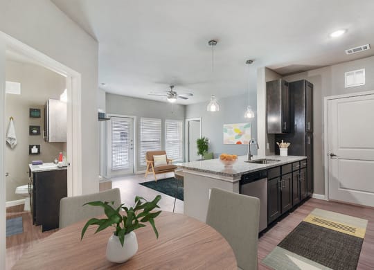 dining area and kitchen area of model apartment