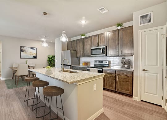 kitchen with island and stainless steel appliances
