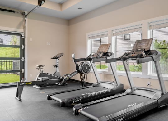 two treadmills and two elliptical machines in the fitness room