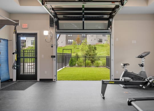 a home gym with a view