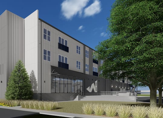 a rendering of the back of West Row Lofts and Townhomes in Birmingham, AL