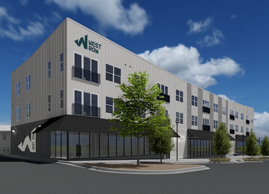 a rendering of the front of West Row Lofts and Townhomes in Birmingham, AL