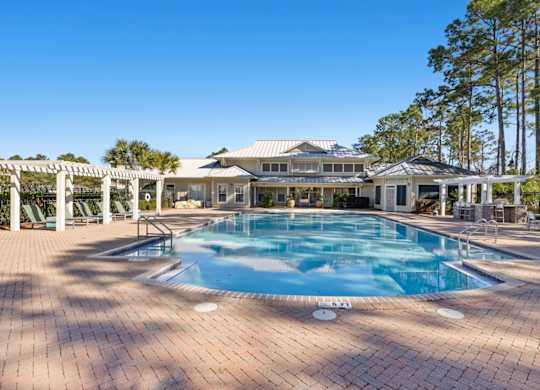 A large house with a pool in the backyard.