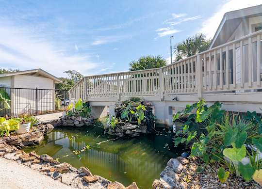 a koi pond at 701 South Apartments in Mobile, AL