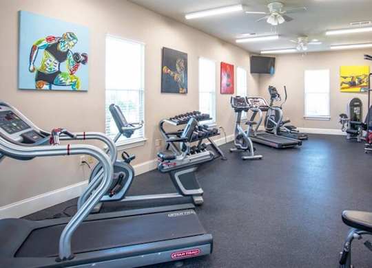 a gym with cardio machines and other exercise equipment