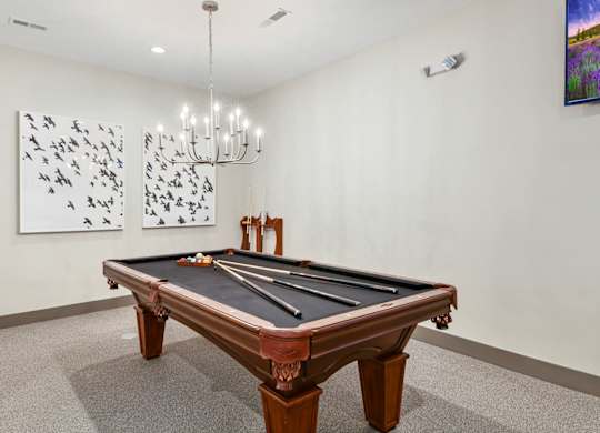 Billiards Table in Clubroom at Austin Place Apartments