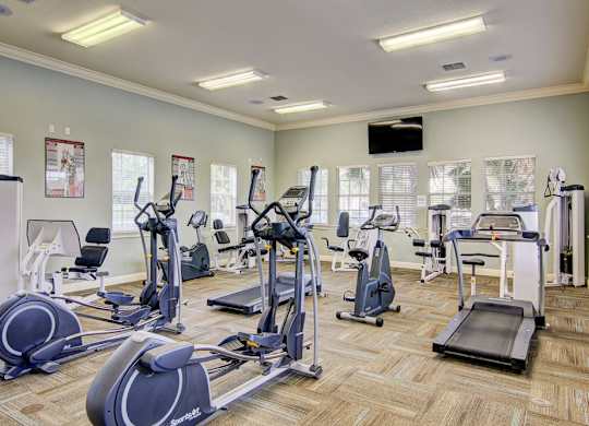 24-hr fitness center at Legacy at Crystal Lake Apartments in Port Orange, Florida