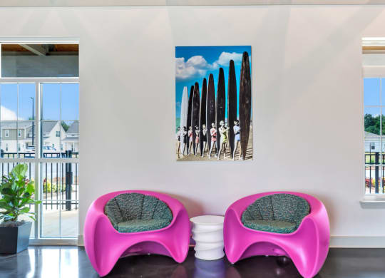 lounge and social space at Anthem Apartments and Cottages in Huntsville, Alabama