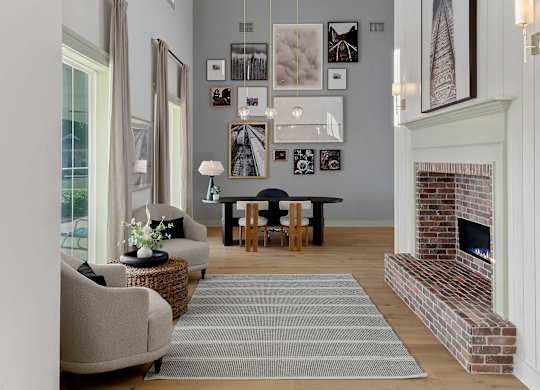 Leasing Office with Fireplace at Cottages at Foley Farms Apartments in Foley, AL