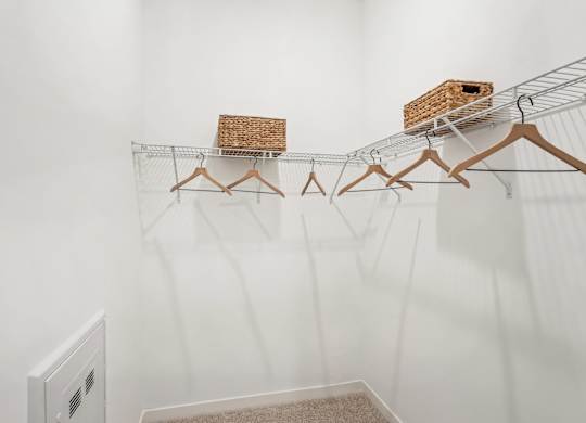 A large closet with wire rack shelving at Tapestry University Park apartments in Sarasota, FL