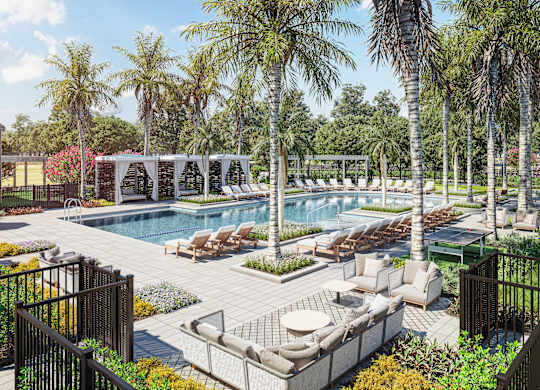 Resort-style pool with cabanas at The Renaissance Naples, FL