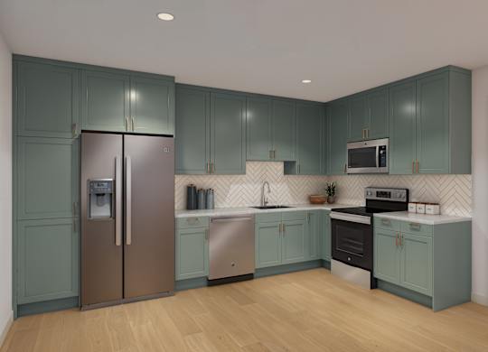 Green kitchen cabinet design-The Renaissance Naples, FL