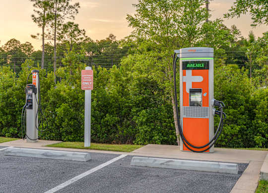 Two electric vehicle charging stations are available for use.