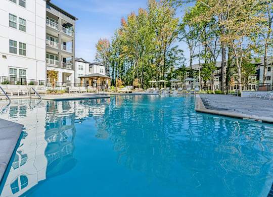 the swimming pool at the preserve at polo towers apartments sc