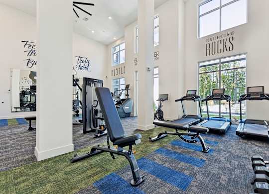 the gym at the preserve at polk apartments