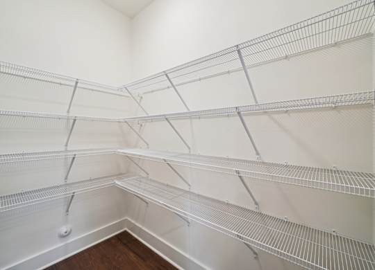 Walk-in pantry with shelving at Turnberry Park Apartments in Gardendale, AL