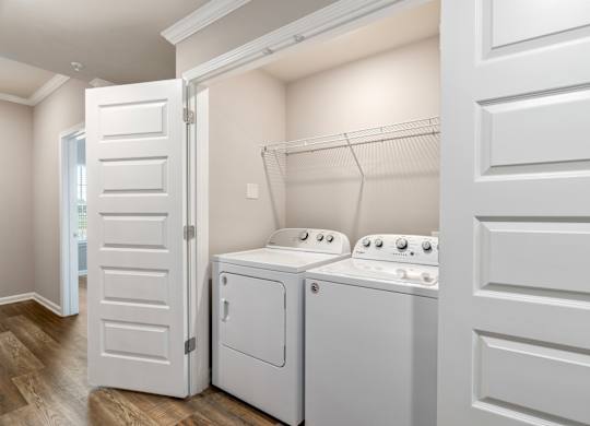 a washer and dryer in a laundry room