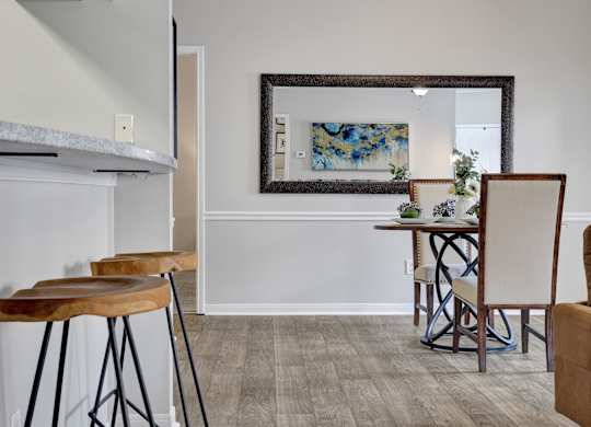 Dining room and breakfast bar at Village at Caldwell Mill in Birmingham, AL