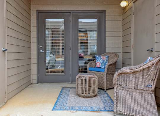 Patio with storage closet at Village at Caldwell in Birmingham, AL