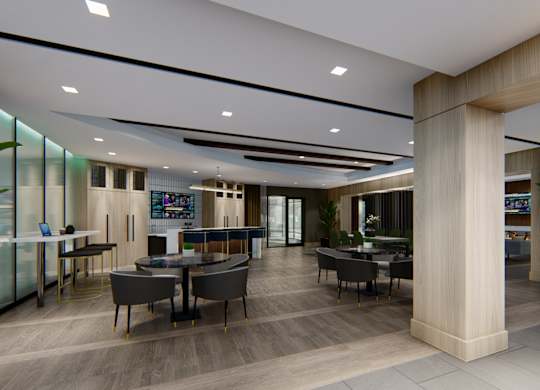 Large co-working space in the clubhouse at Zen City Center Troy, MI