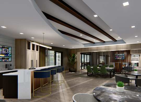 Modern interior resident social lounge at Zen City Center Troy, MI